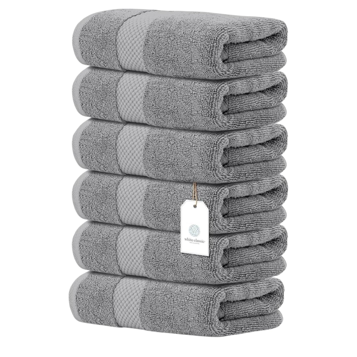 Luxury White Hand Towels – 100% Cotton, Hotel Collection – Set of 6 (40 x 76 cm)