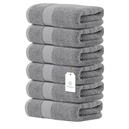 Luxury White Hand Towels – 100% Cotton, Hotel Collection – Set of 6 (40 x 76 cm)