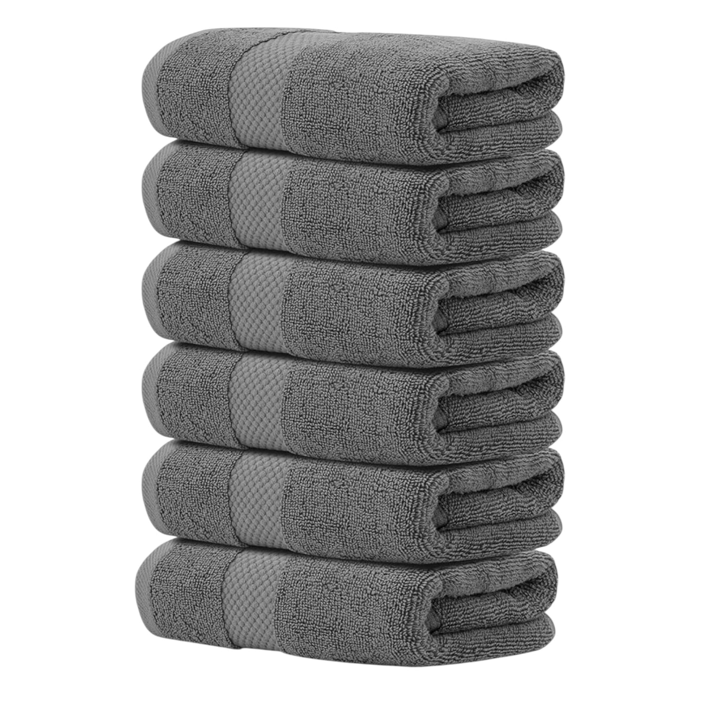Luxury White Hand Towels – 100% Cotton, Hotel Collection – Set of 6 (40 x 76 cm)