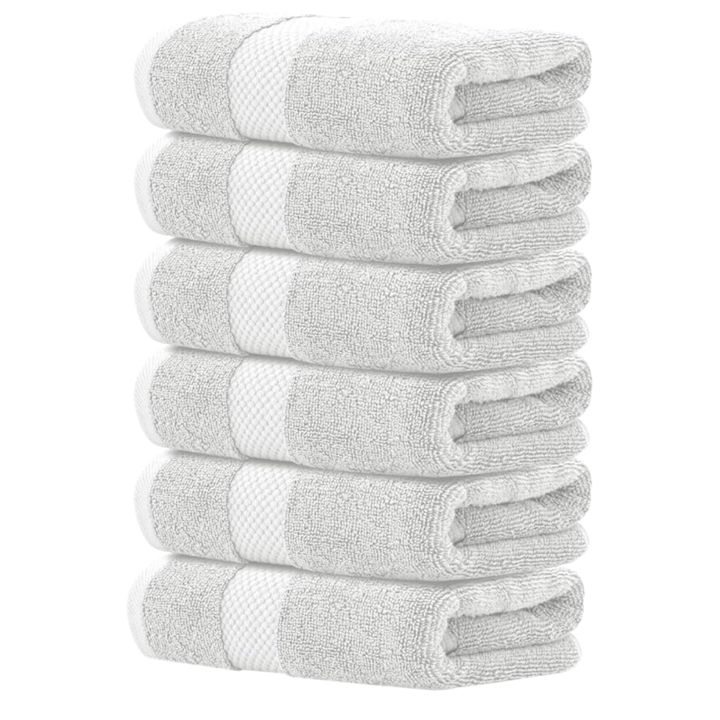 Luxury White Hand Towels – 100% Cotton, Hotel Collection – Set of 6 (40 x 76 cm)