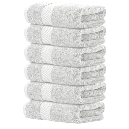 Luxury White Hand Towels – 100% Cotton, Hotel Collection – Set of 6 (40 x 76 cm)