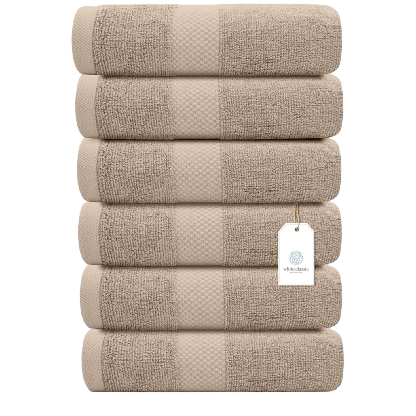 Luxury White Hand Towels – 100% Cotton, Hotel Collection – Set of 6 (40 x 76 cm)