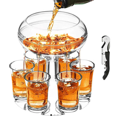 Adjustable Shot Glass Dispenser & Holder – Food-Grade Plexiglass with 6 Glasses – Perfect for Parties & Gatherings