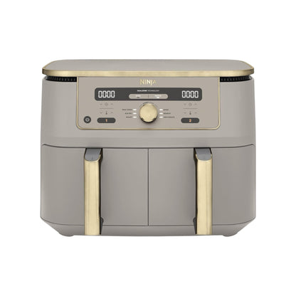 MAX Dual Zone Digital Air Fryer, 2 Drawers, 9.5L, 6-In-1, Uses No Oil, Air Fry, Max Crisp, Roast, Bake, Reheat, Dehydrate, Non-Stick, Dishwasher Safe Baskets, Stone Gold DZ400UKSTGD