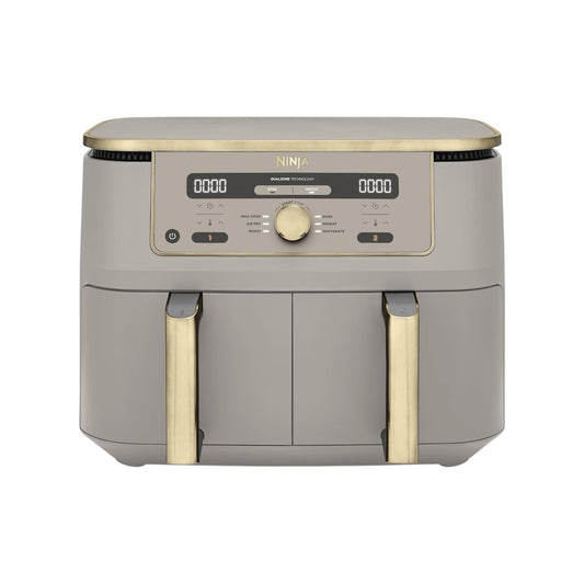 MAX Dual Zone Digital Air Fryer, 2 Drawers, 9.5L, 6-In-1, Uses No Oil, Air Fry, Max Crisp, Roast, Bake, Reheat, Dehydrate, Non-Stick, Dishwasher Safe Baskets, Stone Gold DZ400UKSTGD