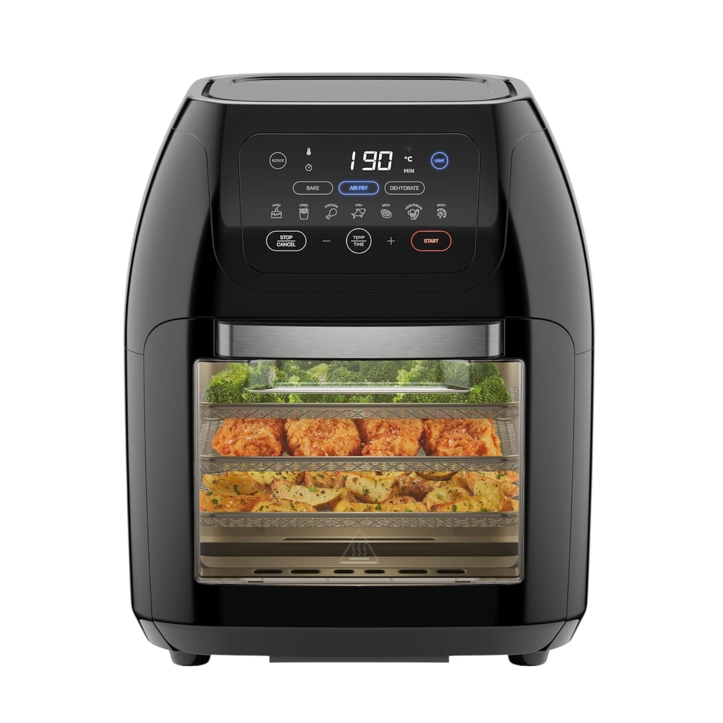 5-in-1 Air Fryer Oven with Rotisserie – 10L, 1800W, 17 Presets, Large Family-Size Air Fryer, Dehydrator, Bake, Roast, Auto Shutoff, View Window – Black