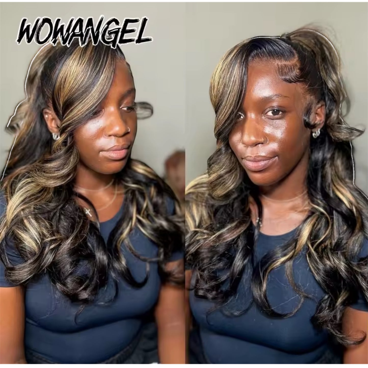 13x6 HD Lace Front Wig – Ombre Highlight, Glueless, 32 Inch Body Wave, Pre-Plucked Brazilian Human Hair