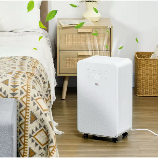 HOMCOM 12L/Day Portable Quiet Air Dehumidifier with Purifier, Timer, and 5 Modes