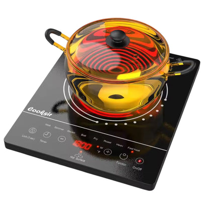 Cooksir Portable Single Electric Ceramic Hob – 2000W, LED Touch Screen, 4-Hour Timer, Safety Lock, Residual Heat Indicator