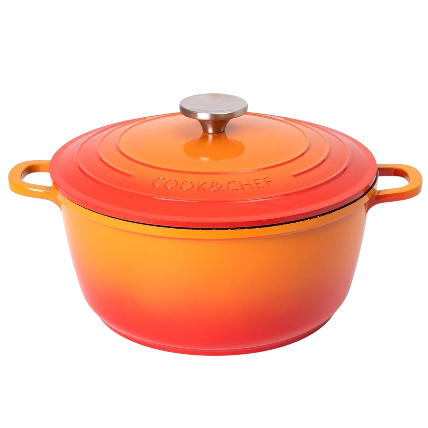 Casserole Dishes with Lid Oven Proof – Non Stick Deep Dutch Oven – Induction Cooking Pot – Oven Safe Aluminium Stockpot – 4L, 24Cm, Orange