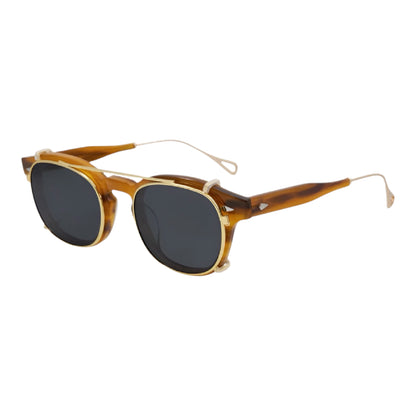 High-End Acetate Sunglasses with Removable Clip-On Lenses, Dual-Purpose, Fashionable and Functional for Men & Women, Outdoor Daily Wear.