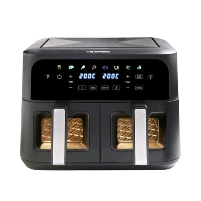Blaupunkt Express Dual Digital Air Fryer – 9L Double Drawer, Touchscreen, Oil-Free Cooking with Viewing Window
