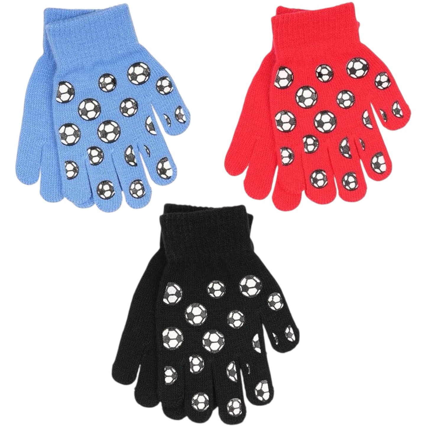 3 Pairs Unisex Kids Boys Girls Themed Children'S Magic Winter Gloves Soft Warm Thermal Knit Full Finger Stretchy Ages 3-10 Years One Size