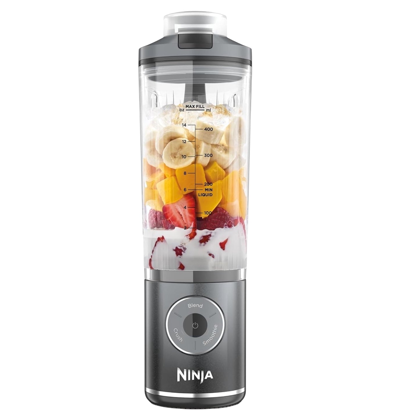 Blast Max Portable Blender, 570Ml, Rechargeable Battery, Blending Cup & Leak-Proof Lid, 3X Blend Functions, Makes Smoothies, Protein Shakes, Blends Ice & Frozen Fruit, Cool Grey BC251EUGY