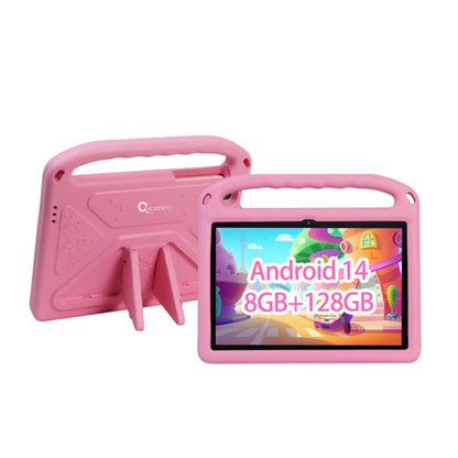 CWOWDEFU Android 14 10 Inch Kids Tablet,8Gb+128Gb up to 1Tb,Tablet for Kids with Family Link Parental Control,Touch Tablets for Children Wifi 6,Learning Tablets for Toddlers,Shockproof EVA Case (Pink)