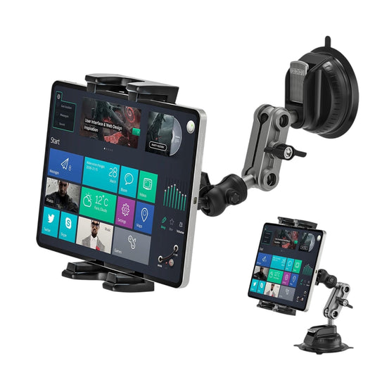 Asaiy Tablet Holder for Car, 360° Rotate Adjustable Ipad Car Mount with Suction Cup, Dashboard Windshield Tablet Mount Suction Cup for Ipad/Samsung Galaxy, 4.7-12.9" Tablets and Smartphones