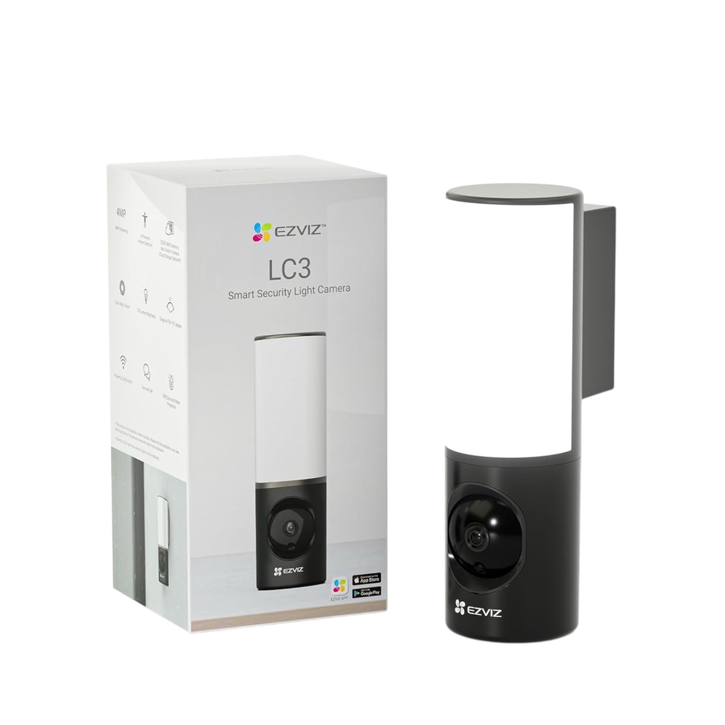 EZVIZ 2.5K Floodlight Camera Hardwired, Outdoor Security Camera, No Monthly Fee, 32GB Built-In Storage, Human Detection, 700-Lumen Colour Night Vision, 2.4G Wi-Fi Home CCTV System, Alexa/Google (LC3)