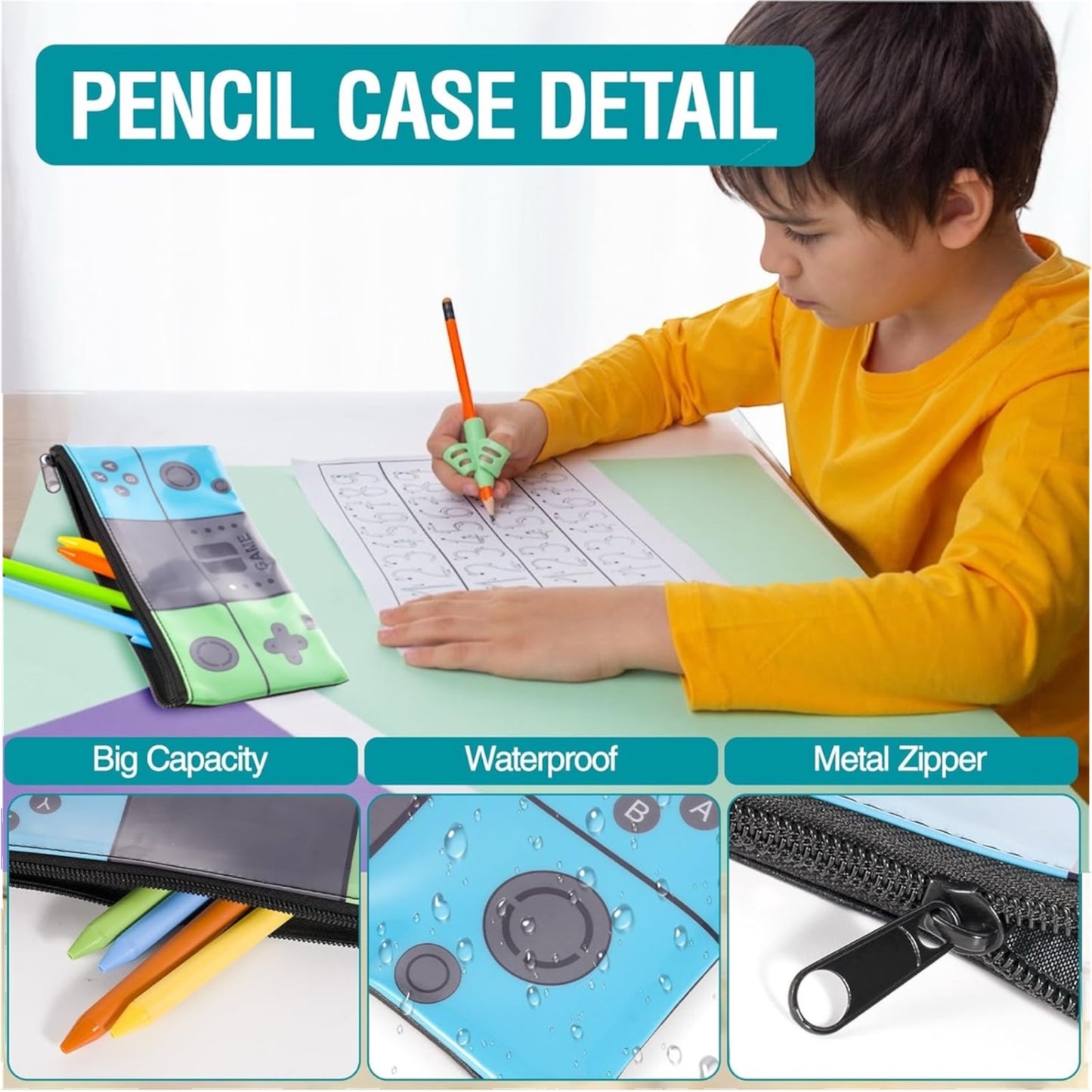 Gamer School Backpack for Boys Kids, School Bag for Elementary & Middle Students for Ages 6-14