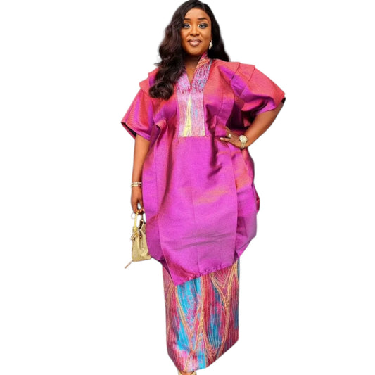 African 2-Piece Outfit for Women – Dashiki Ankara Top & Skirt Set, Plus Size Wedding & Party Dress