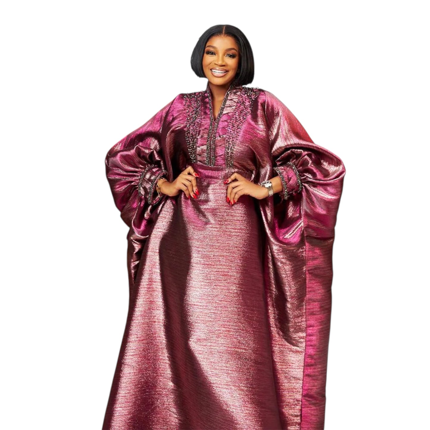 Fashion Turkey Dresses for Woman Luxury Elegant 2025 V-Neck Rhinestones Dresses for Church Boubou African Dresses (Delivered within 2-3 weeks from the day of purchase)