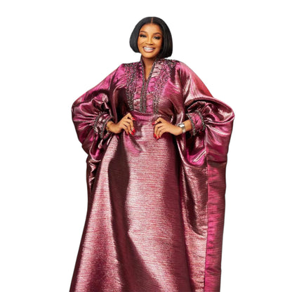 Fashion Turkey Dresses for Woman Luxury Elegant 2025 V-Neck Rhinestones Dresses for Church Boubou African Dresses (Delivered within 2-3 weeks from the day of purchase)