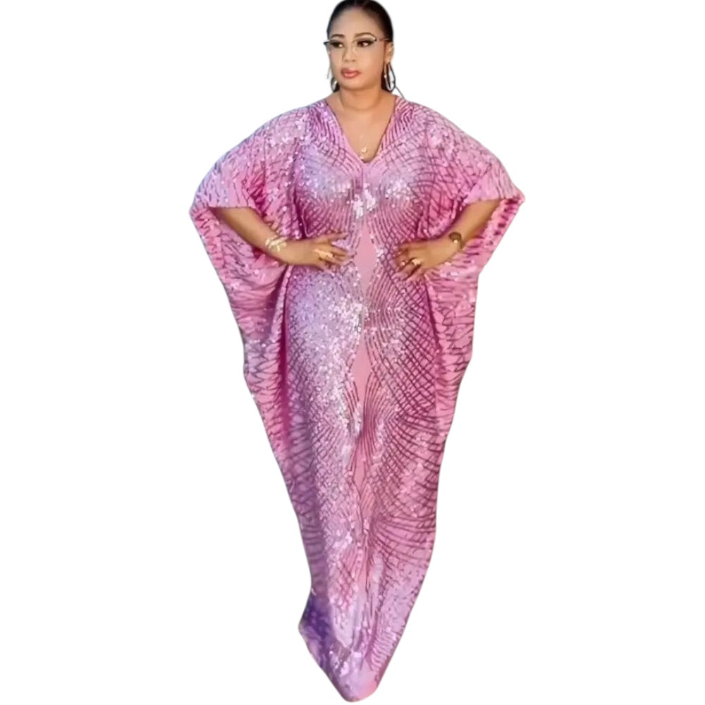 High Quality African Dress Sequin Luxury Evening Dresses Inner Belt plus Size Elegant Dresses (Delivered within 2-3 weeks from the day of purchase)