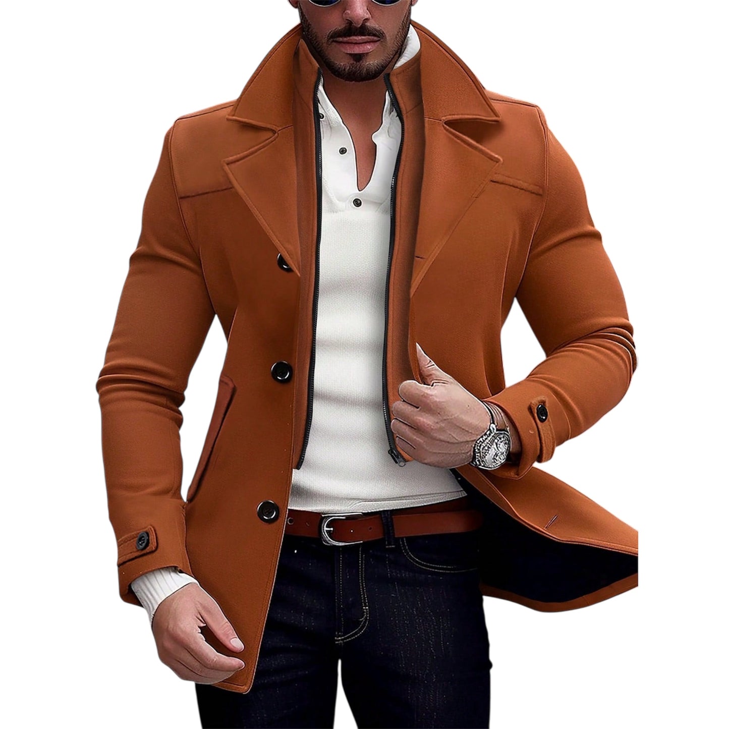 Manfinity Homme Men’s Zip Collar Knitted Overcoat – Formal Business & Casual Wear