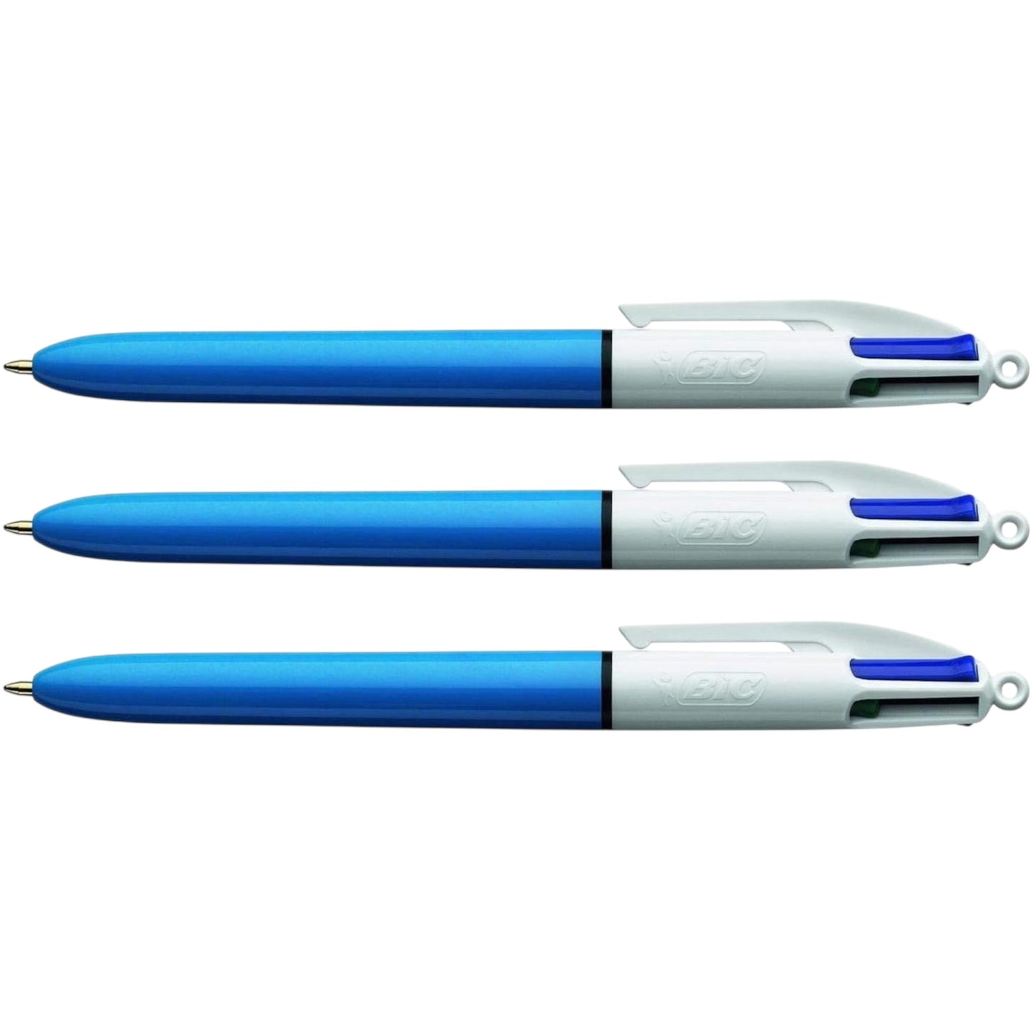 BIC 4 Colours Original Pens, Multi Coloured Pens All in One, Biro Pens, Medium 1.0Mm, Green, Blue, Red, Black, 3 Pens per Pack, 1 Pack