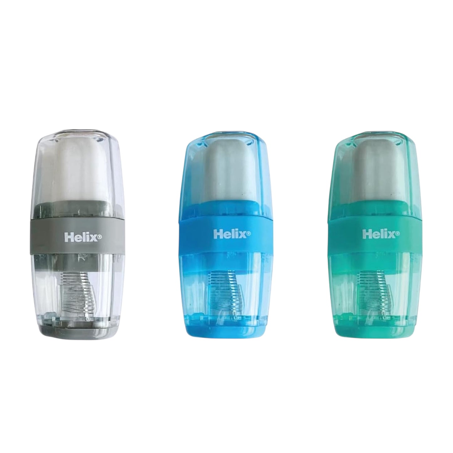 Helix Duo Single Hole Sharpener & Eraser (Assorted Colours), 049910