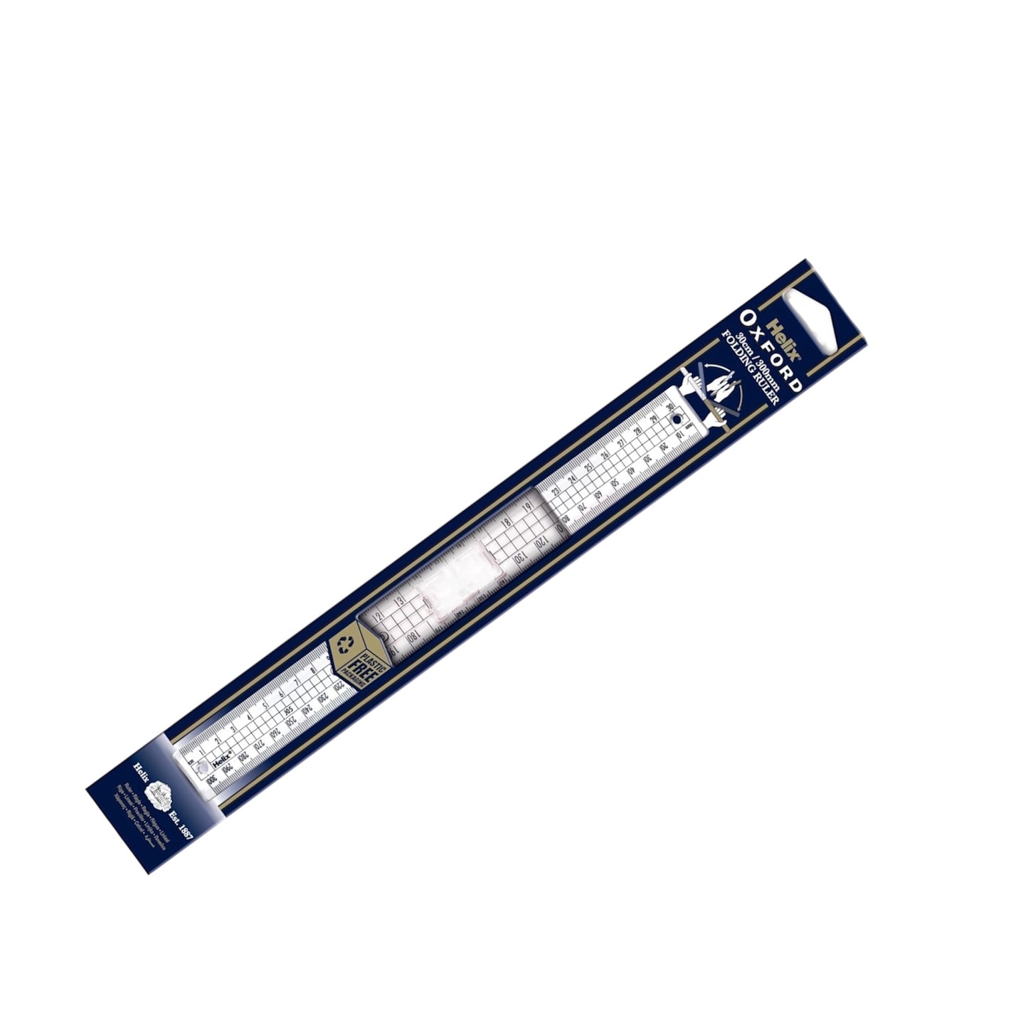 Helix Oxford 30Cm Folding Ruler, Oxford Blue
