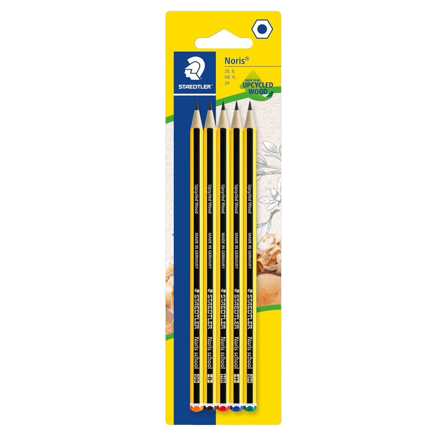 STAEDTLER 121-S BK5D Noris School Graphite Pencils - Assorted Degrees, 2B, B, HB, H, 2H (Pack of 5), Black