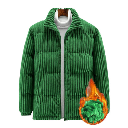 Manfinity Homme Extra Loose Fit Men’s Corduroy Zip-Up Jacket – Dark Green Winter Outerwear