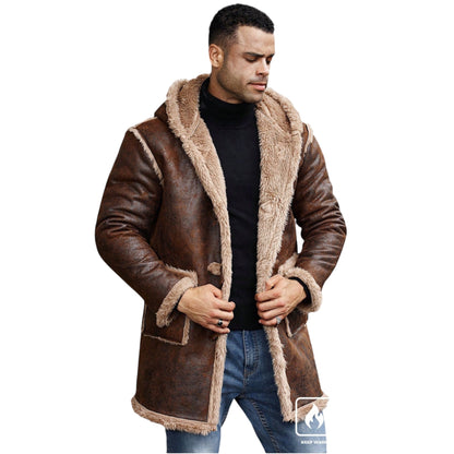 Manfinity Homme Plus Size Men’s Hooded Fluffy Coat – Bronze Winter Jacket