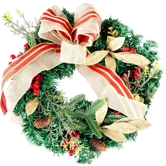 Christmas Wreath | Golden Christmas Door Wreath with Pine Cones & Berries