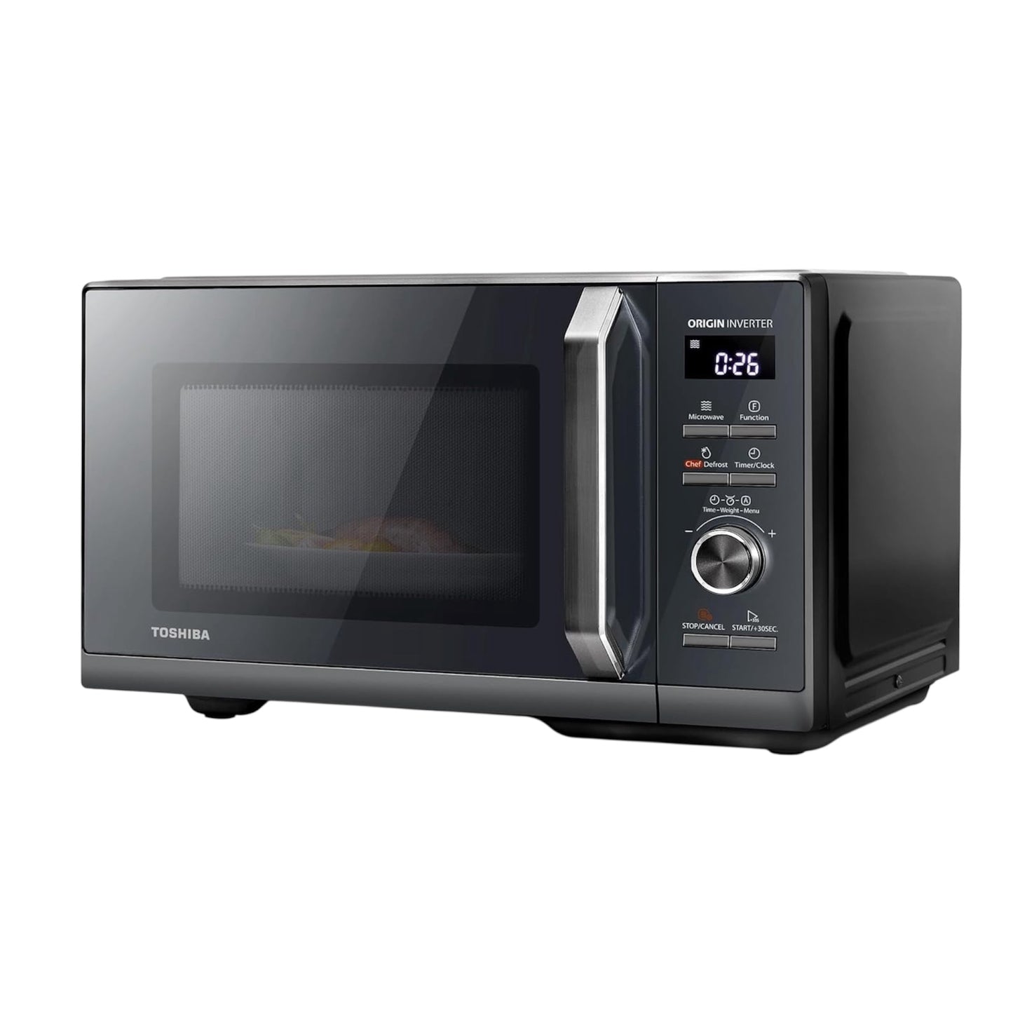 Toshiba Solo 900W Microwave Oven in a Stunning Sleek Morandi Grey Colour. with Origin Inverter, Chef Defrost, 10 Power Levels, 7 Auto Menus, Easy Clean, MW3-AM25PFI(MG)