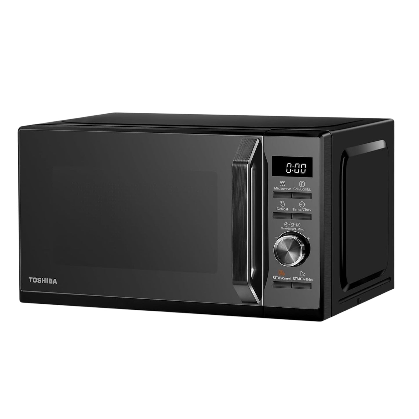 Toshiba Black Microwave 20 Liter Digital 800W Microwave Oven with 1000W Grill, Combination Compact with 5 Power Levels, 8 Auto Menus, Grill, Combi, Digital Clock, Mirror Door Finish, MW3-AG20PF(MB)