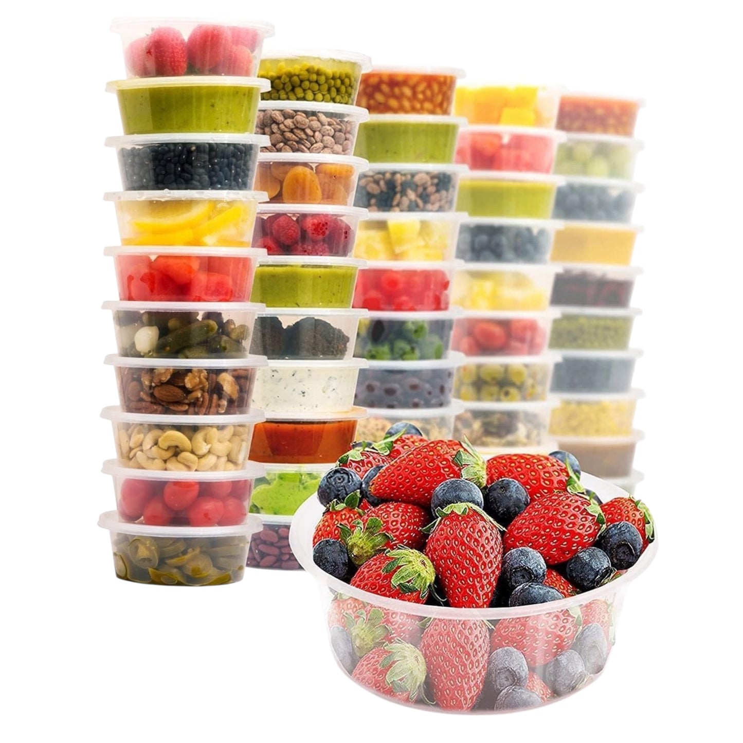 AVLASH®  25 Pack- 250Ml / 8Oz round Stackable Plastic Food Container Set with Lids - Reusable, Leakproof, Dishwasher & Microwave Safe, BPA Free Containers (25)