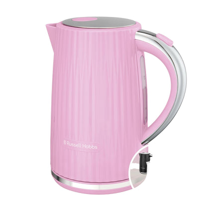 Russell Hobbs Electric Kettle (Hot Water, Tea or Coffee, 1.7L, Push to Open Lid, Perfect Pour Spout, Removable Washable Filter, Illuminated Switch, Chrome Accents, Raspberry, 3000W) Eden 27362