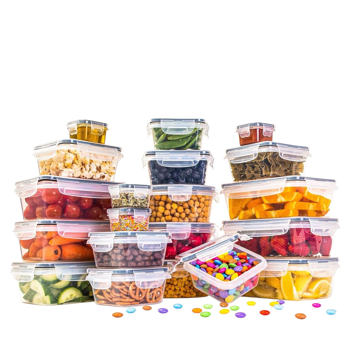 Nuovva Airtight Food Storage Containers Set - 40Pcs Plastic Containers with Lids for Pantry & Kitchen - Leak Proof Meal Prep Sets (20 Containers + 20 Lids)