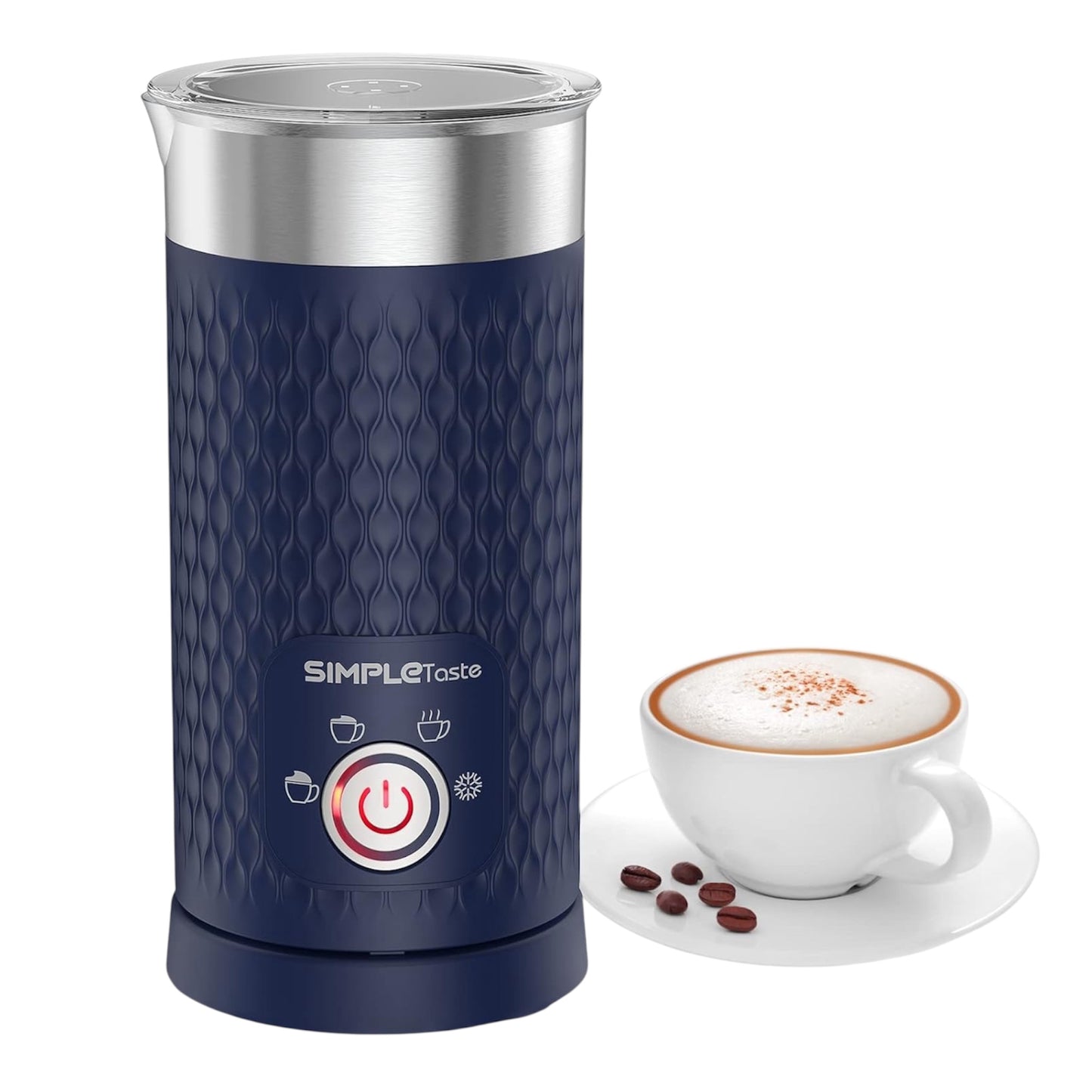 SIMPLETASTE Electric Milk Frother, Automatic Frother and Milk Steamer, 4-In-1 Electric Milk Steamer, Hot and Cold Foam Maker for Coffee, Cappuccinos, Macchiato, Latte