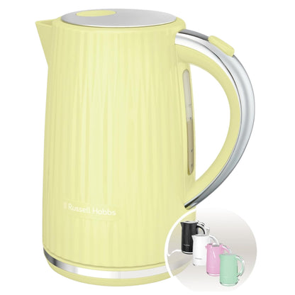 Russell Hobbs Electric Kettle (Hot Water, Tea or Coffee, 1.7L, Push to Open Lid, Perfect Pour Spout, Removable Washable Filter, Illuminated Switch, Chrome Accents, Lemon, 3000W) Eden 27363