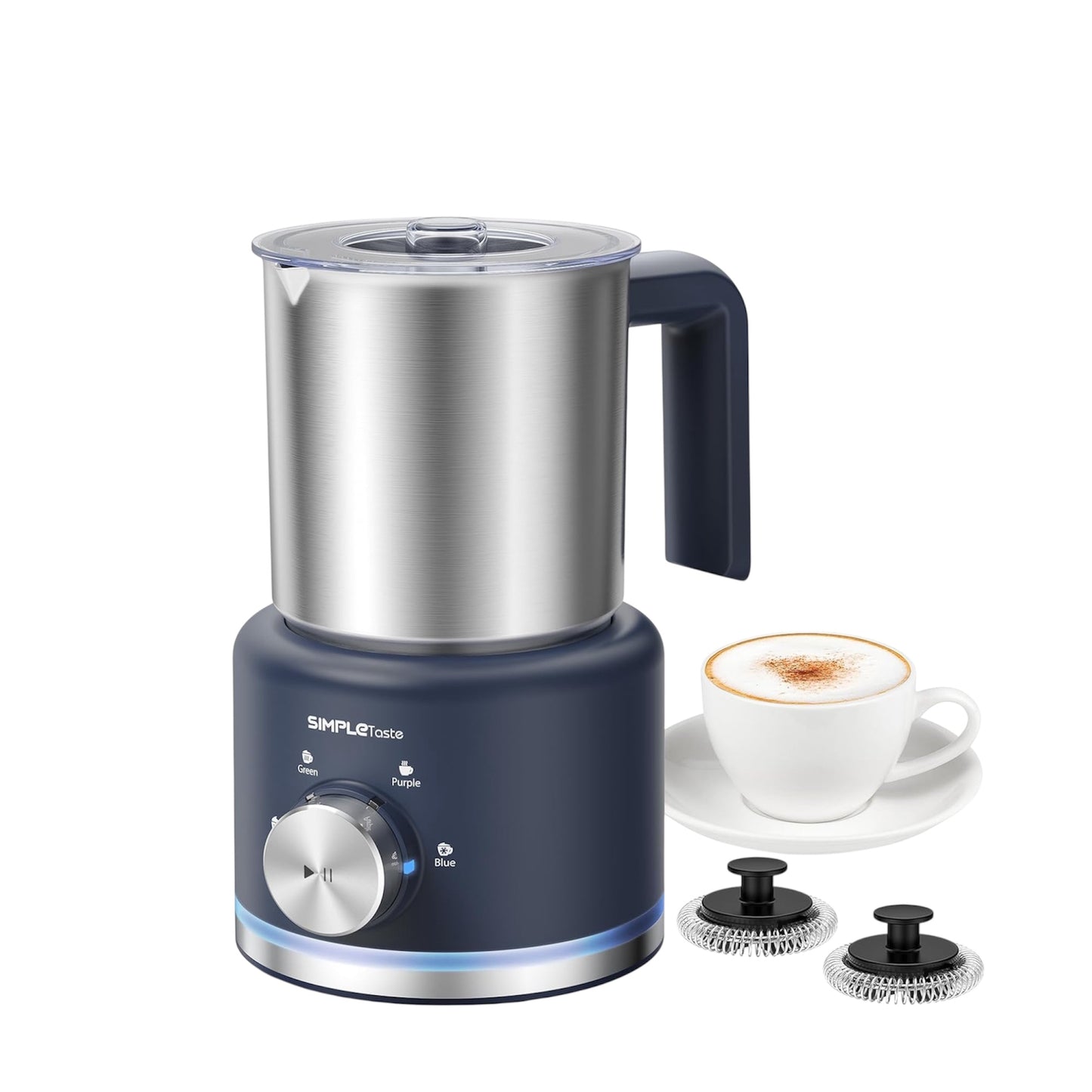 SIMPLETASTE Milk Frother, 4-In-1 Electric Milk Steamer,500Ml Automatic Warm and Cold Foam Maker and Milk Warmer for Latte, Cappuccinos, Macchiato