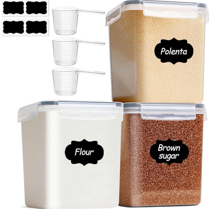 ComSaf  Storage Containers 2.5L Set of 3, Plastic Airtight Food Storage Containers with Lids, Large Clip-Lock Kitchen Storage Containers for Cereal, Rice, Pasta, Dry Food, Bpa-Free Pantry Storage