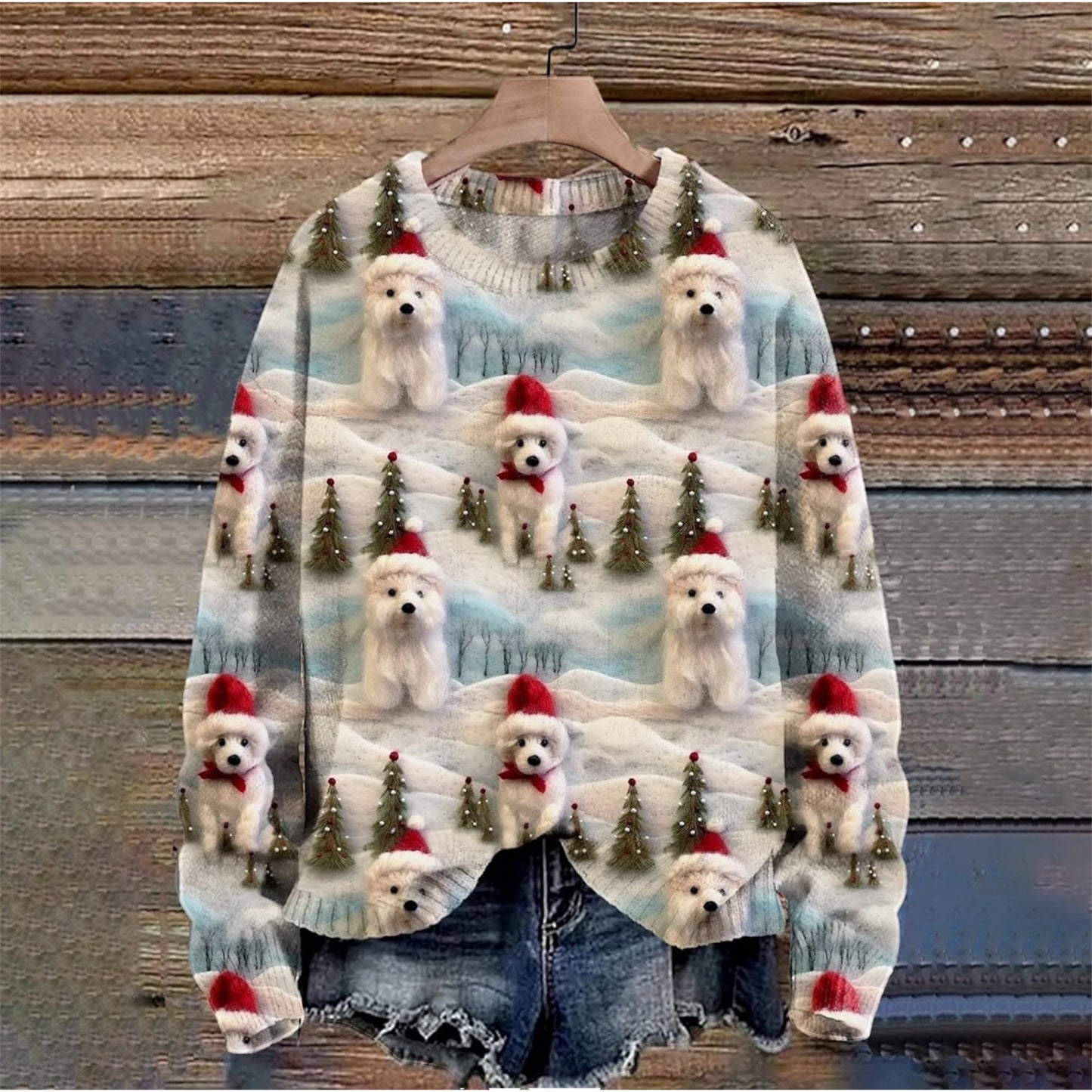 Christmas Jumpers Knit Sweater Sweatshirts Crewneck Oversized Sweatshirt Ladies Xmas Pullover