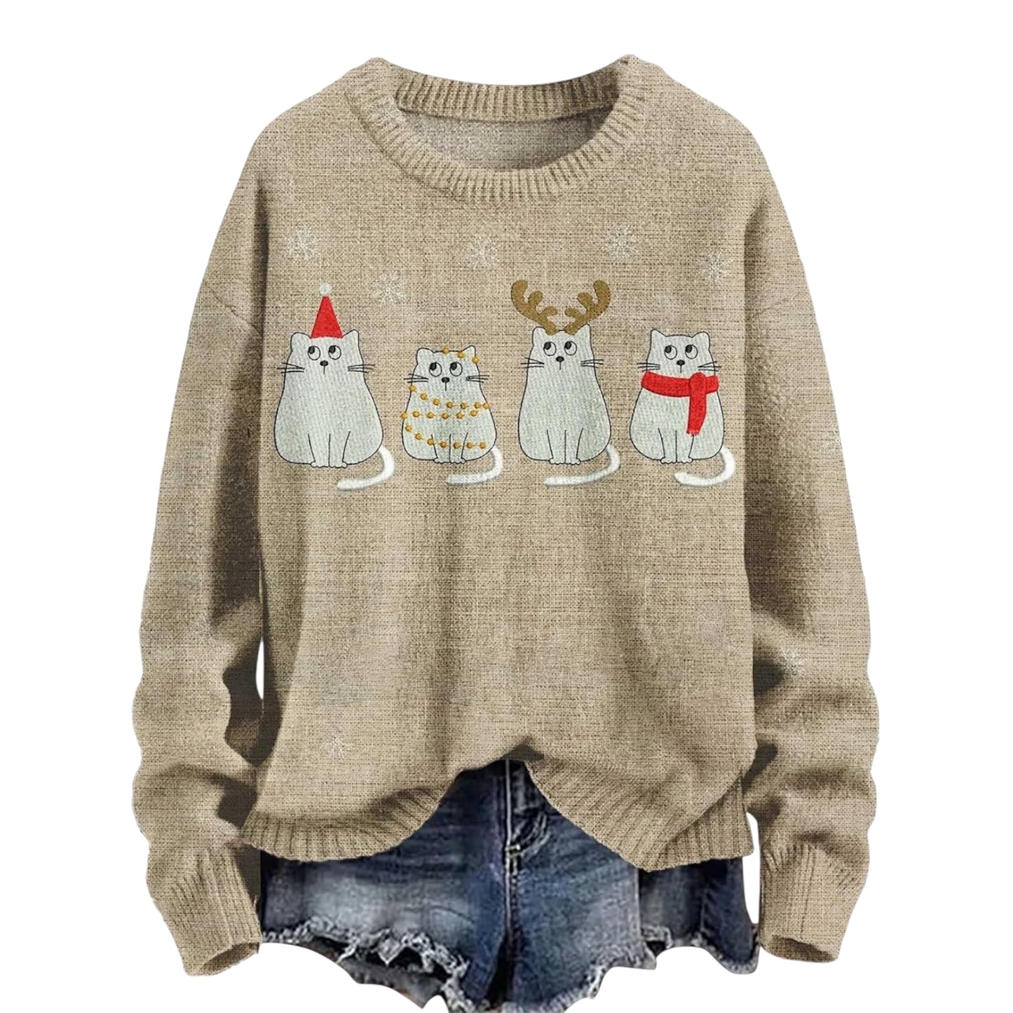 Christmas Jumpers Knit Sweater Sweatshirts Crewneck Oversized Sweatshirt Ladies Xmas Pullover