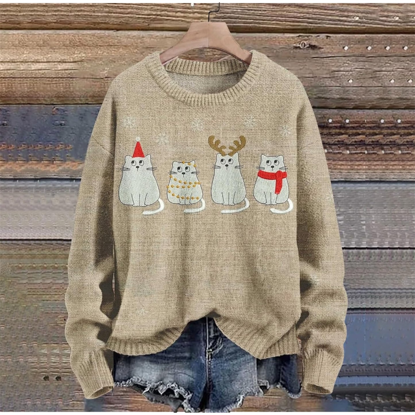 Christmas Jumpers Knit Sweater Sweatshirts Crewneck Oversized Sweatshirt Ladies Xmas Pullover