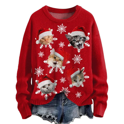Christmas Jumpers Knit Sweater Sweatshirts Crewneck Oversized Sweatshirt Ladies Xmas Pullover
