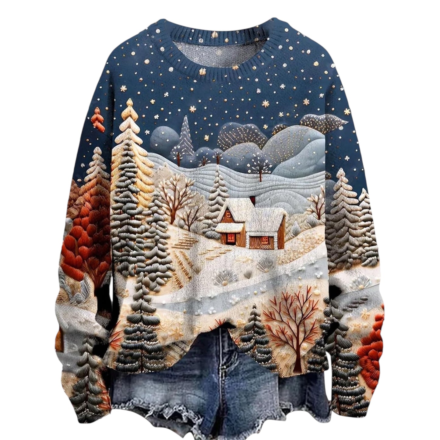 Christmas Jumpers Knit Sweater Sweatshirts Crewneck Oversized Sweatshirt Ladies Xmas Pullover