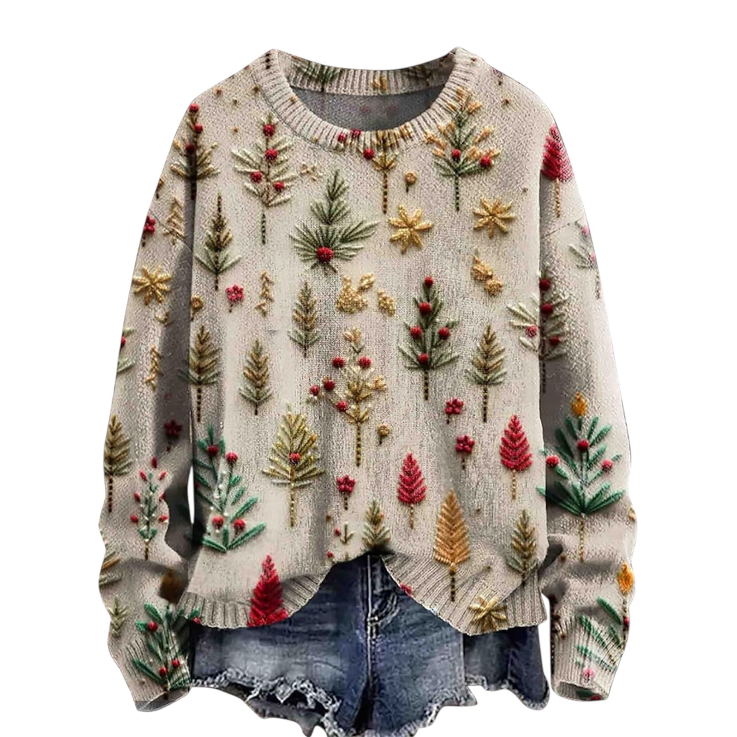Christmas Jumpers Knit Sweater Sweatshirts Crewneck Oversized Sweatshirt Ladies Xmas Pullover