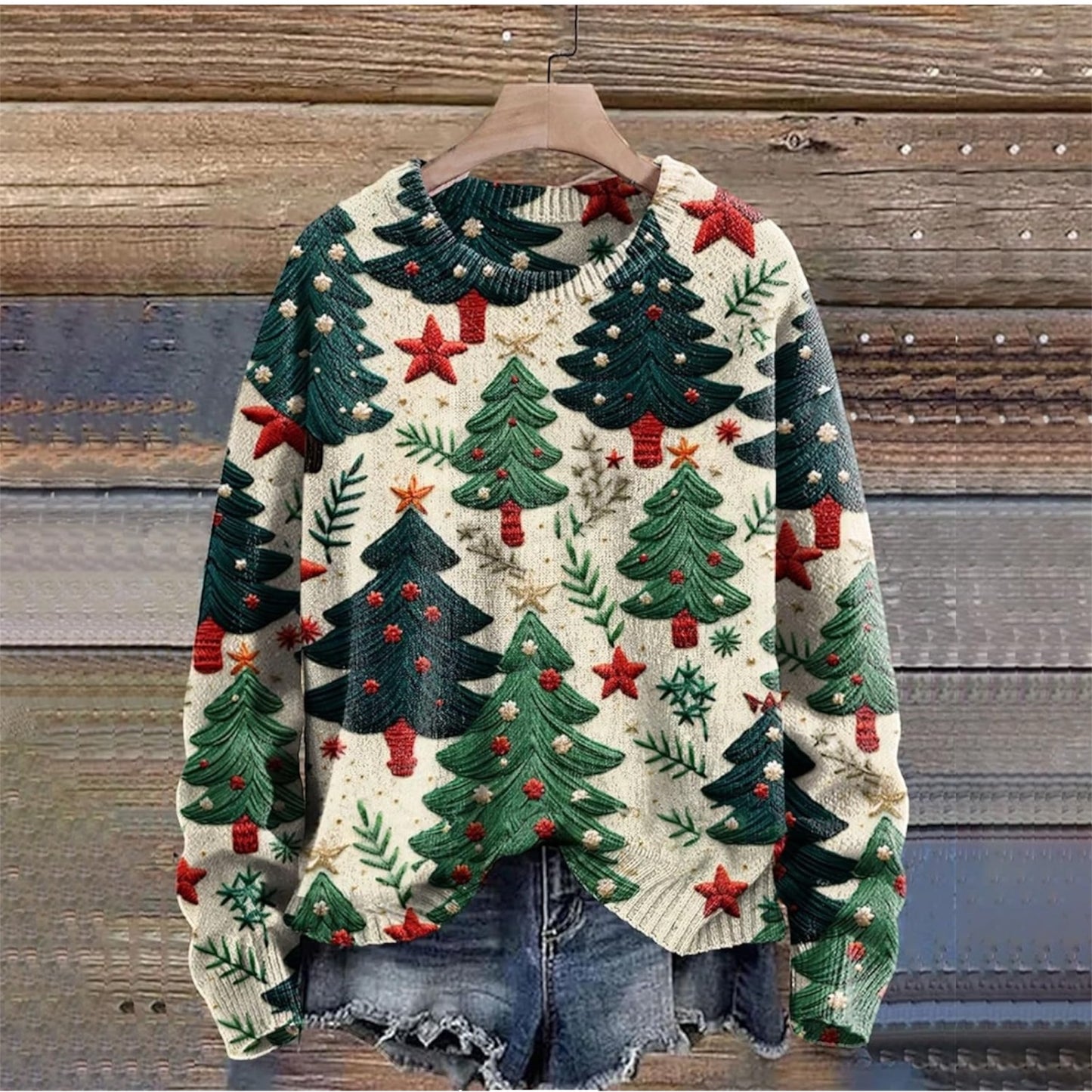 Christmas Jumpers Knit Sweater Sweatshirts Crewneck Oversized Sweatshirt Ladies Xmas Pullover